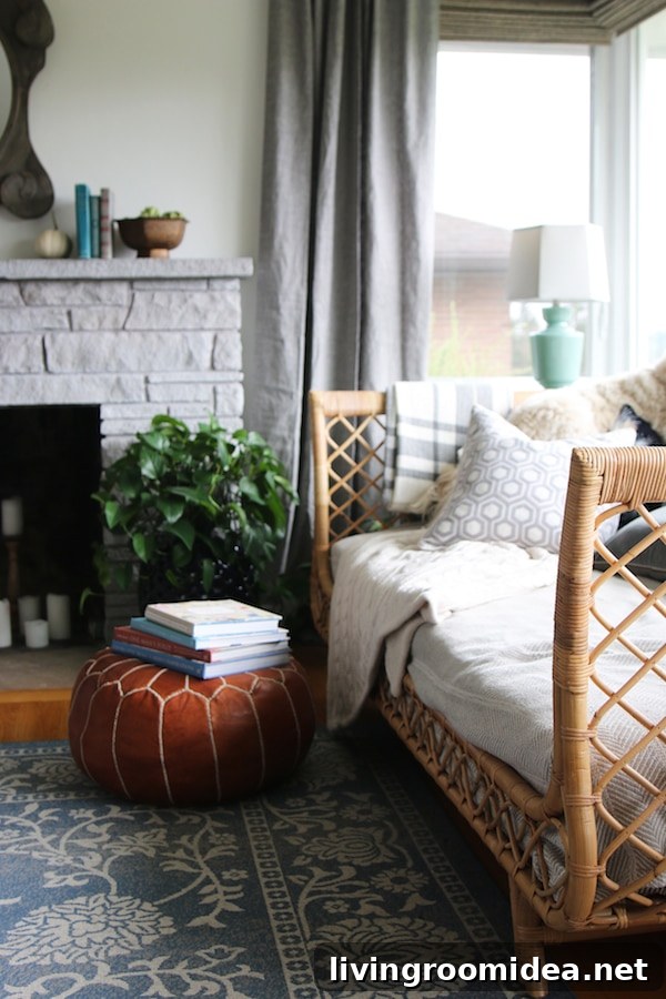 Click through to see a fall house tour of this small white brick cottage with eclectic coastal farmhouse style. 