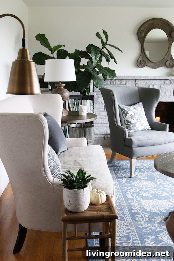 Click through to see a fall house tour of this small white brick cottage with eclectic coastal farmhouse style. 
