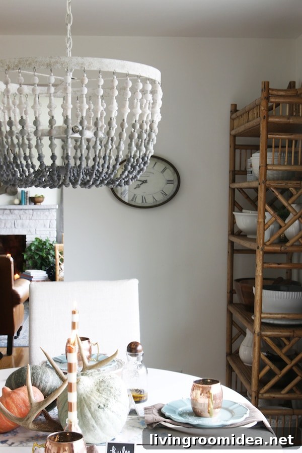Click through to see a fall house tour of this small white brick cottage with eclectic coastal farmhouse style. 
