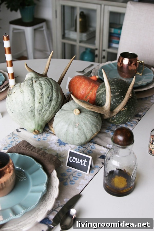 Click through to see a fall house tour of this small white brick cottage with eclectic coastal farmhouse style. 