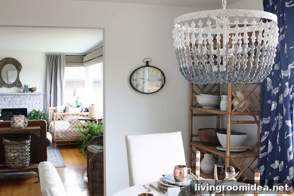Click through to see a fall house tour of this small white brick cottage with eclectic coastal farmhouse style. 