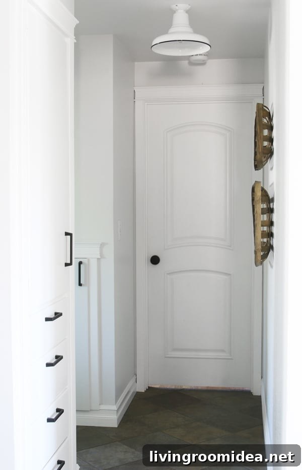 Before & After: Farmhouse-Inspired Entry Hall Renovation 11 Small Black and White Hallway - Slate Floors - Farmhouse Style