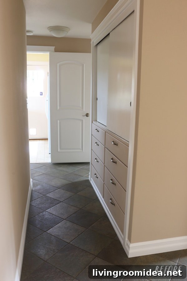 Before & After: Farmhouse-Inspired Entry Hall Renovation 3 hallway-before