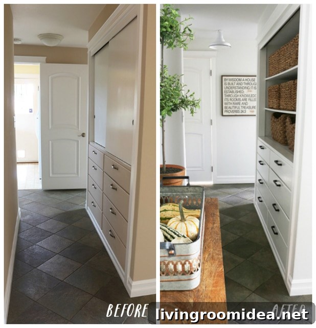 Farmhouse-Inspired Entry Hall: Before and After Transformation 4 Hallway Before & After - Farmhouse-Inspired Style