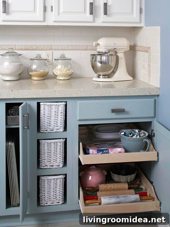 Slide-Out Kitchen Pantry Drawer Ideas for Organized Storage 11 Slide out kitchen drawers