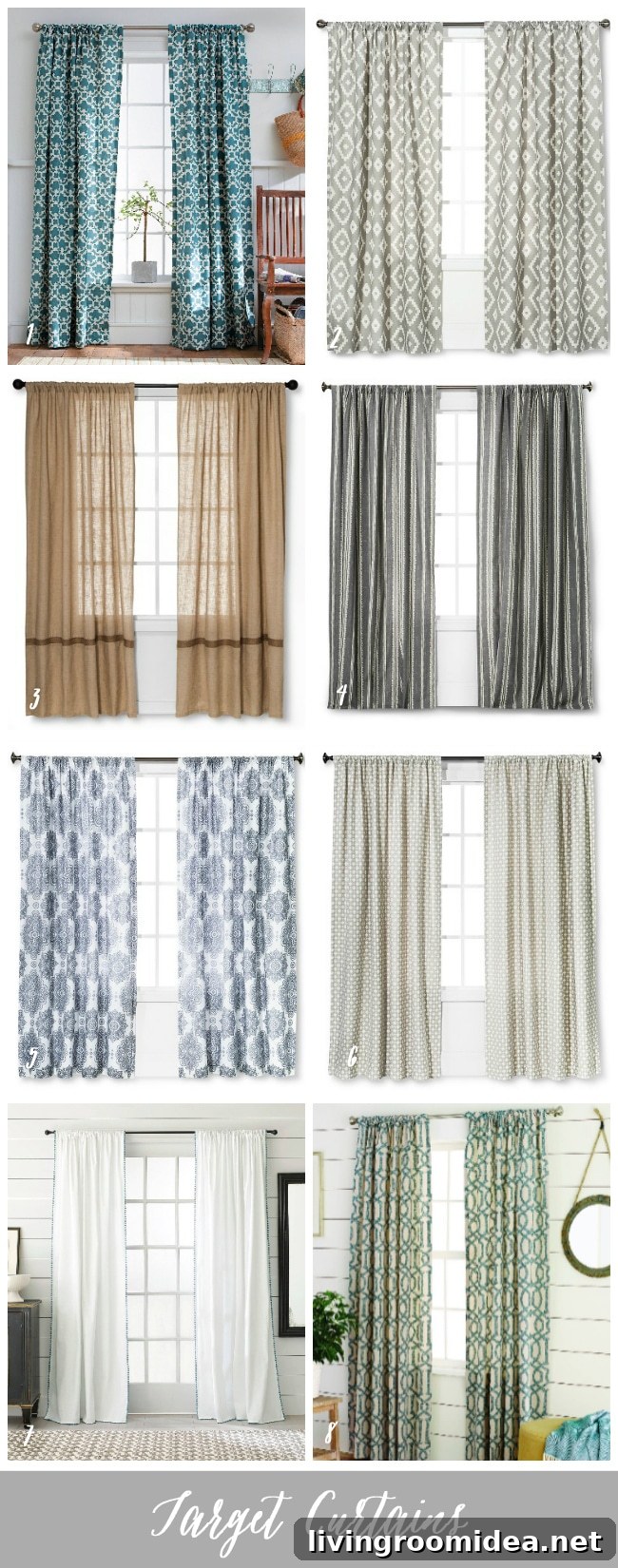 Curtains (source links in the post) to transform a room