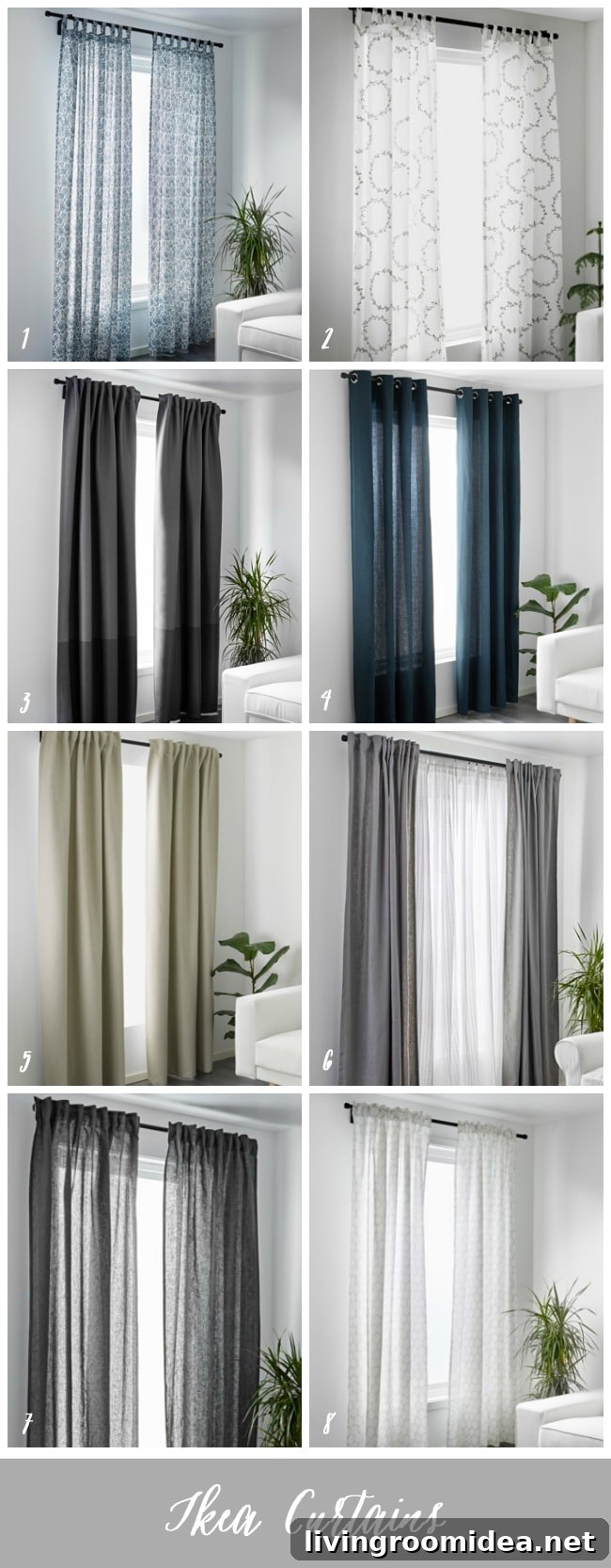 Curtains (source links in the post) to transform a room