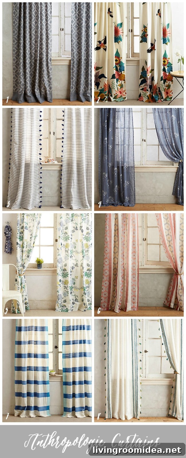 Curtains (source links in the post) that can make a statement in your room