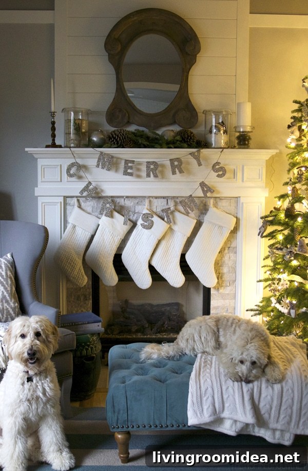 Christmas fireplace mantel decorating