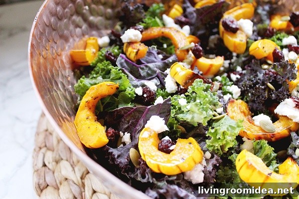 Kale Salad with Roasted Delicata Squash and Maple Vinaigrette 2 Vegetarian Thanksgiving Recipe: Kale Salad with Roasted Delicata Squash & Maple Vinaigrette