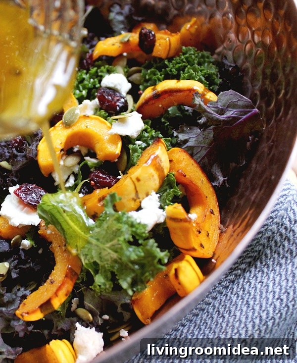 Kale Salad with Roasted Delicata Squash and Maple Vinaigrette 4 Vegetarian Thanksgiving Recipe: Kale Salad with Roasted Delicata Squash & Maple Vinaigrette
