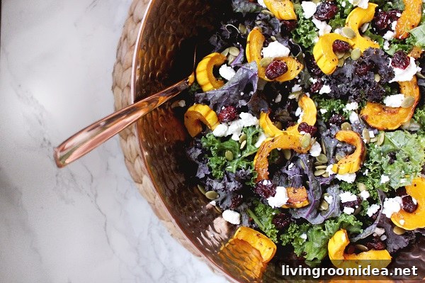 Kale Salad with Roasted Delicata Squash and Maple Vinaigrette 6 Vegetarian Thanksgiving Recipe: Kale Salad with Roasted Delicata Squash & Maple Vinaigrette