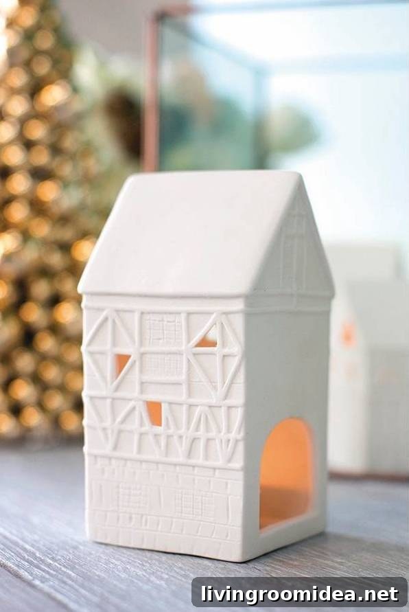 White ceramic tealight holder houses from Target - love these!